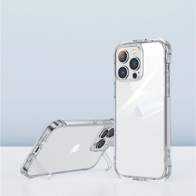 2. Joyroom Defender Series etui pokrowiec do iPhone 14 Plus pancerna obudowa z haczykami podstawką przezroczysty (JR-14H3)