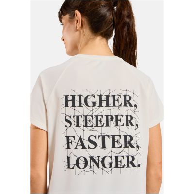 Koszulka z krótkim rękawem damska ODLO T-shirt crew neck s/s ESSENTIAL PRINT beżowa
