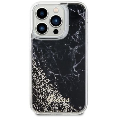 3. Etui Guess Liquid Glitter Marble na iPhone 14 Pro - czarne