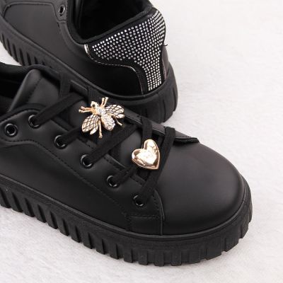 15. Półbuty sportowe damskie na platformie czarne NEWS 4756