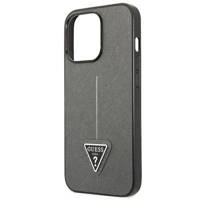 6. Etui Guess Saffiano Triangle Logo na iPhone 13 Pro Max 6,7" - srebrne