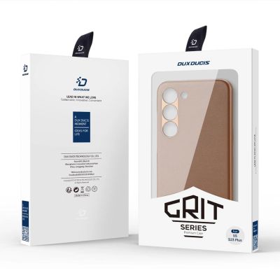 5. Dux Ducis Grit etui Samsung Galaxy S23+ elegancki pokrowiec ze sztucznej skóry brązowe