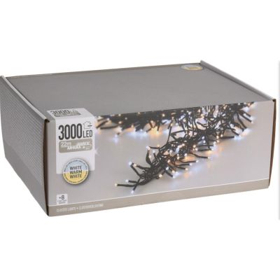 6. LAMPKI CHOINKOWE ŁAŃCUCH ŚWIETLNY 3000 LED TIMER ZIMNY I CIEPŁY BIAŁY