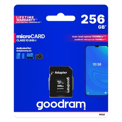 5. GOODRAM microSDXC 256GB class 10 UHS I + adapter