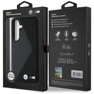8. Etui BMW Leather Oversized Stripes MagSafe na Samsung Galaxy S25- czarne