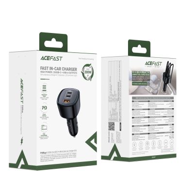 5. Ładowarka samochodowa Acefast B18 200 W 2x USB-C + USB-A - czarna