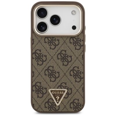 3. Etui Guess 4G Triangle Logo MagSafe na iPhone 17 Pro / 18 Pro - brązowe