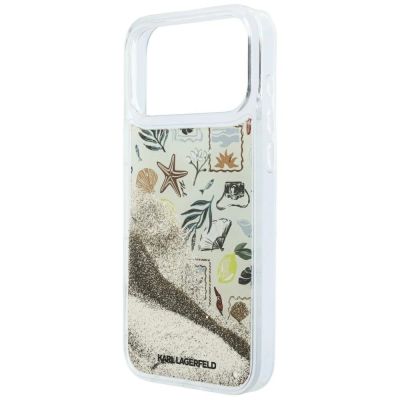 6. Etui Karl Lagerfeld Liquid Glitter Beach & Sand na iPhone 17 Pro Max / 18 Pro Max - beżowe
