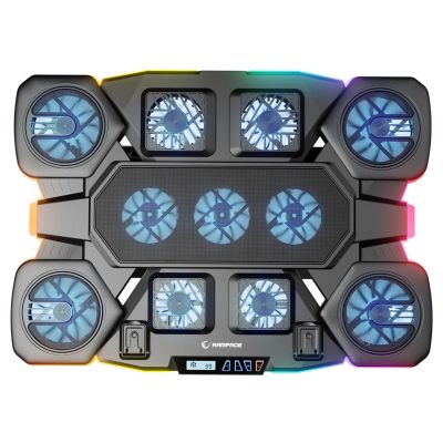 4. Podstawka chłodząca Rampage GLACIERS50 Gamingowa pod laptop 14–17”, 2600RPM, czarna