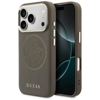 Etui Guess Perforated 4G MagSafe na iPhone 17 Pro - brązowe