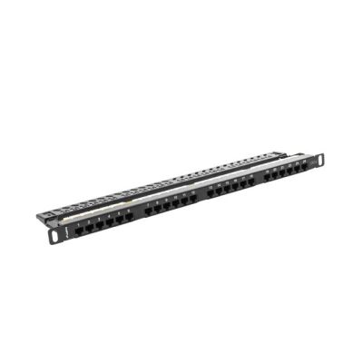 2. Patch panel Lanberg PPU6-0024-B (0.5U; kat. 6; 24xRJ-45)