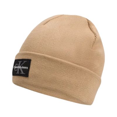Czapka zimowa Calvin Klein CK Logo Beanie Beżowa - LZ04D8080G-PF2