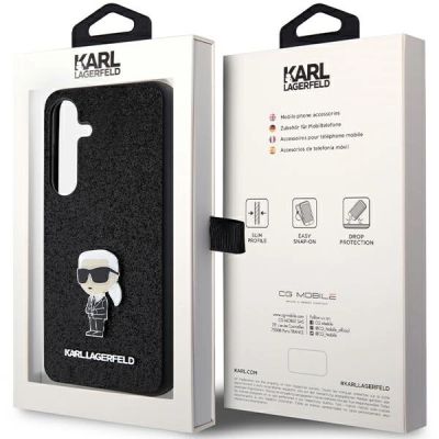 8. Etui Karl Lagerfeld Fixed Glitter Ikonik Logo Metal Pin na Samsung Galaxy S24+ - czarne
