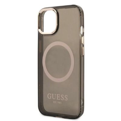 6. Etui Guess Gold Outline Translucent MagSafe na iPhone 13 - czarne