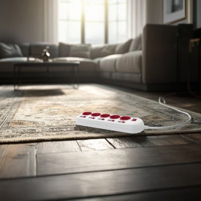 18. MACLEAN LISTWA ZASILAJĄCA 5 GNIAZD BIAŁA Z WŁĄCZNIKAMI MCE204R/W