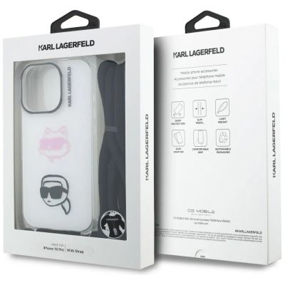 7. Etui Karl Lagerfeld IML Crossbody Karl&Choupette Head na iPhone 16 Pro - białe