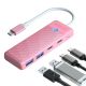 2. Hub USB Orico PAPW2AC-C3-C3 4-portowy 2x USB-A 3.0 1x USB-C 3.0 z ładowaniem USB-C PD 100 W 0,15 m - różowy