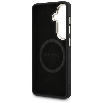 7. Etui Guess Saffiano Peony Embossed Ring MagSafe na Samsung Galaxy S26+ - czarne