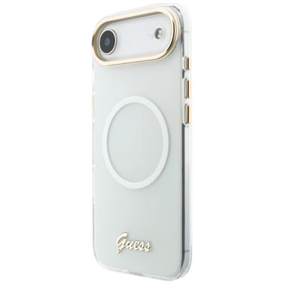 3. Etui Guess IML Gradient Script Metal MagSafe na iPhone Air - białe