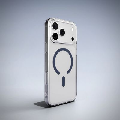 9. Etui Puro Lite Mag TPU+PC kompatybilne z MagSafe na iPhone 17 Pro - przezroczyste z niebieskim pierścieniem