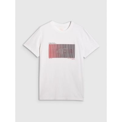 8. T-shirt regular z nadrukiem męski 4F 4FRAW25TTSHM3224-10S