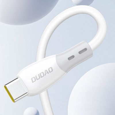 9. Kabel Dudao L25ST 5 A USB-A - USB-C z miękkim silikonowym oplotem 1 m - biały