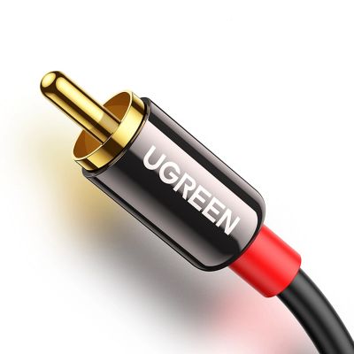 2. Kabel Ugreen AV116 10583 audio mini jack 3,5 mm (męski) / 2RCA (męski) 1.5m - czarny