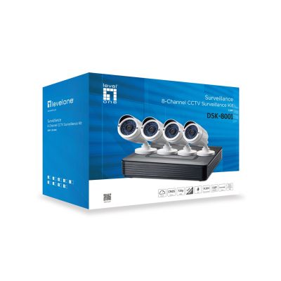 2. LevelOne CCTV 8-kanałowy zestaw 2MP/IP66/H.264/1x3.5"/IR-30m biały
