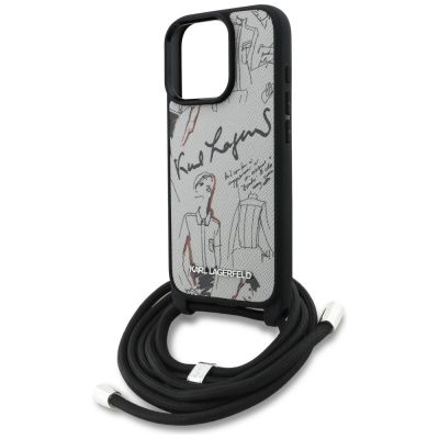 5. Etui Karl Lagerfeld Crossbody Grained Pattern & Logo do iPhone 16 Pro - szare