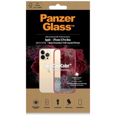 15. Etui PanzerGlass ClearCase antybakteryjne z certyfikatem Military Grade na iPhone 13 Pro Max - przezroczysto-różowe
