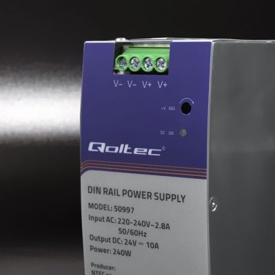 5. QOLTEC ZASILACZ NA SZYNĘ DIN PRZEMYSŁOWY | 240W | 24V | 10A
