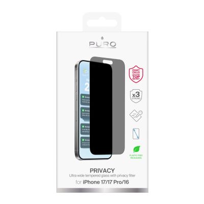 2. Szkło hartowane Puro Privacy prywatyzujące na iPhone 17 / iPhone 17 Pro / iPhone 16