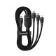 4. Kabel 3w1 Baseus Flash Series 3 100W USB-C - USB-C+USB-C+Lightning 1,5m + 3 x 0,25 m - czarny