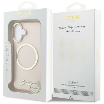 8. Etui Guess IML Script Metal MagSafe do iPhone 17 - różowe