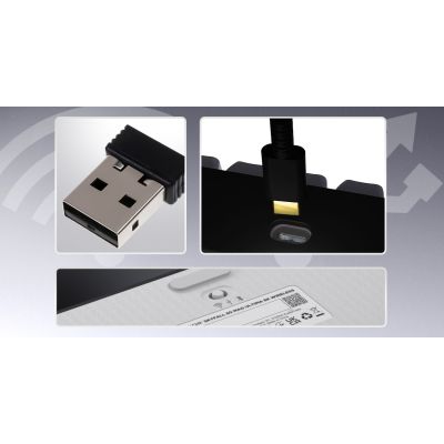 15. HATOR Skyfall 65 MAG ULTIMA 8K wireless klawiatura Gaming USB + RF Wireless + Bluetooth QWERTY US English Czarny, Biały