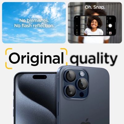 8. Osłona aparatu Spigen Optik.tR EZ Fit Camera Protector na iPhone 14 Pro / Pro Max / 15 Pro / Pro Max - tytan błękitny 2 szt.