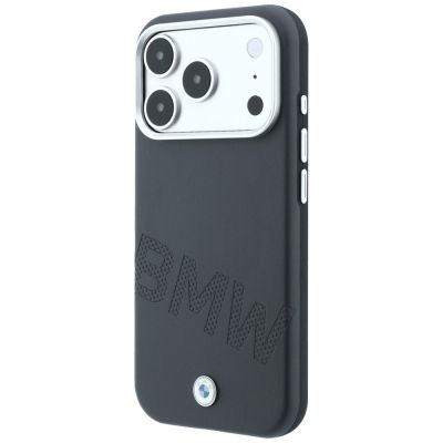 2. Etui BMW Sign Inclined Deboss Letters MagSafe na iPhone 17 Pro / 18 Pro - szare