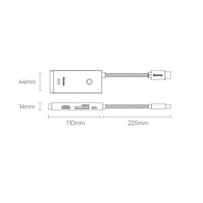 22. Baseus Lite Series wielofunkcyjny HUB USB Typ C - 2 x USB 3.0 / USB Typ C PD / HDMI 1,4 / SD/TF czarny (WKQX050101)