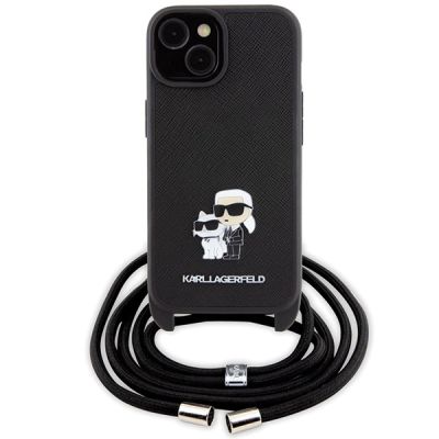 2. Etui Karl Lagerfeld Crossbody Saffiano Metal Pin Karl&Choupette na iPhone 15 Plus - czarne