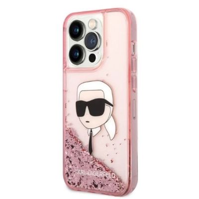 2. Etui Karl Lagerfeld Glitter Karl's Head na iPhone 14 Pro - różowe