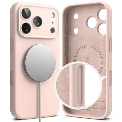 3. Etui Ringke Silicone Magnetic MagSafe na iPhone 17 Pro - różowe