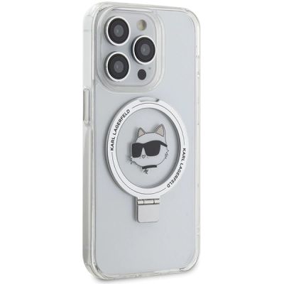 4. Etui Karl Lagerfeld Ring Stand Choupette Head MagSafe do iPhone 15 Pro Max - białe