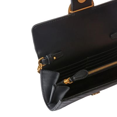 4. Portfel damski torebka Pinko Love Bag One Wallet Chevron Czarny - 100062A0GK-Z99Q