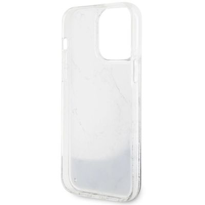 7. Etui Guess Liquid Glitter Marble na iPhone 14 Pro Max - białe