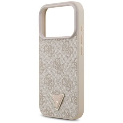 6. Etui Guess Leather 4G Triangle Strass MagSafe na iPhone 18 Pro / 17 Pro - różowe