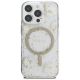 3. Etui Guess Resin Flowers Glitter MagSafe na iPhone 16 Pro - beżowe