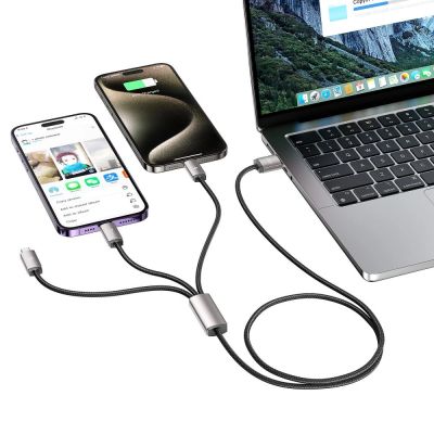 7. Kabel Tech-Protect UltraBoost 3w1 USB-A - Lightning / USB-C / micro USB 3.5A 1m - szary