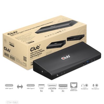 6. CLUB3D CSV-1562 stacja dokująca Dokujący USB 3.2 Gen 1 (3.1 Gen 1) Type-C Czarny