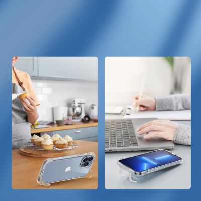 9. Joyroom Defender Series etui pokrowiec do iPhone 14 Pro Max pancerna obudowa z haczykami podstawką przezroczysty (JR-14H4)