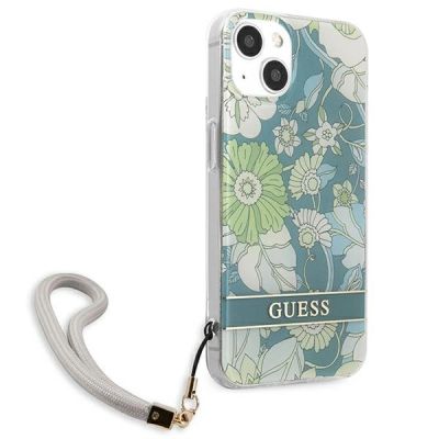4. Etui Guess Flower Strap na iPhone 13 mini - zielone